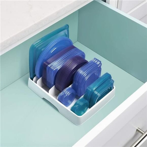 Adjustable Food Container Lid Organizer for Kitchen Cabinet Storage Large - Picture 4 of 7